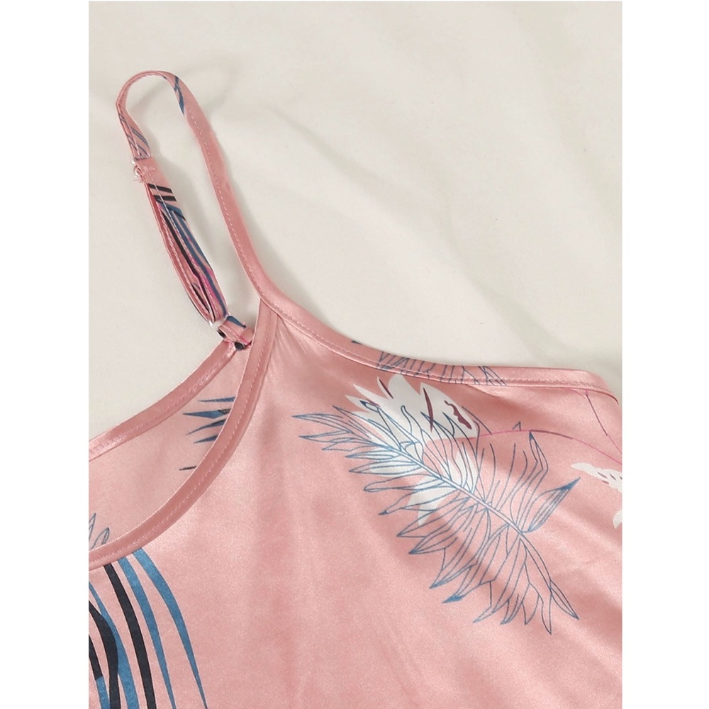 7 Piece Satin Pajama Set in Pink - Picture 6 of 16